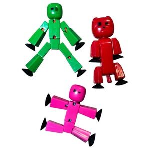 Stikbot Lot Of 3 Green Pink Red Dog